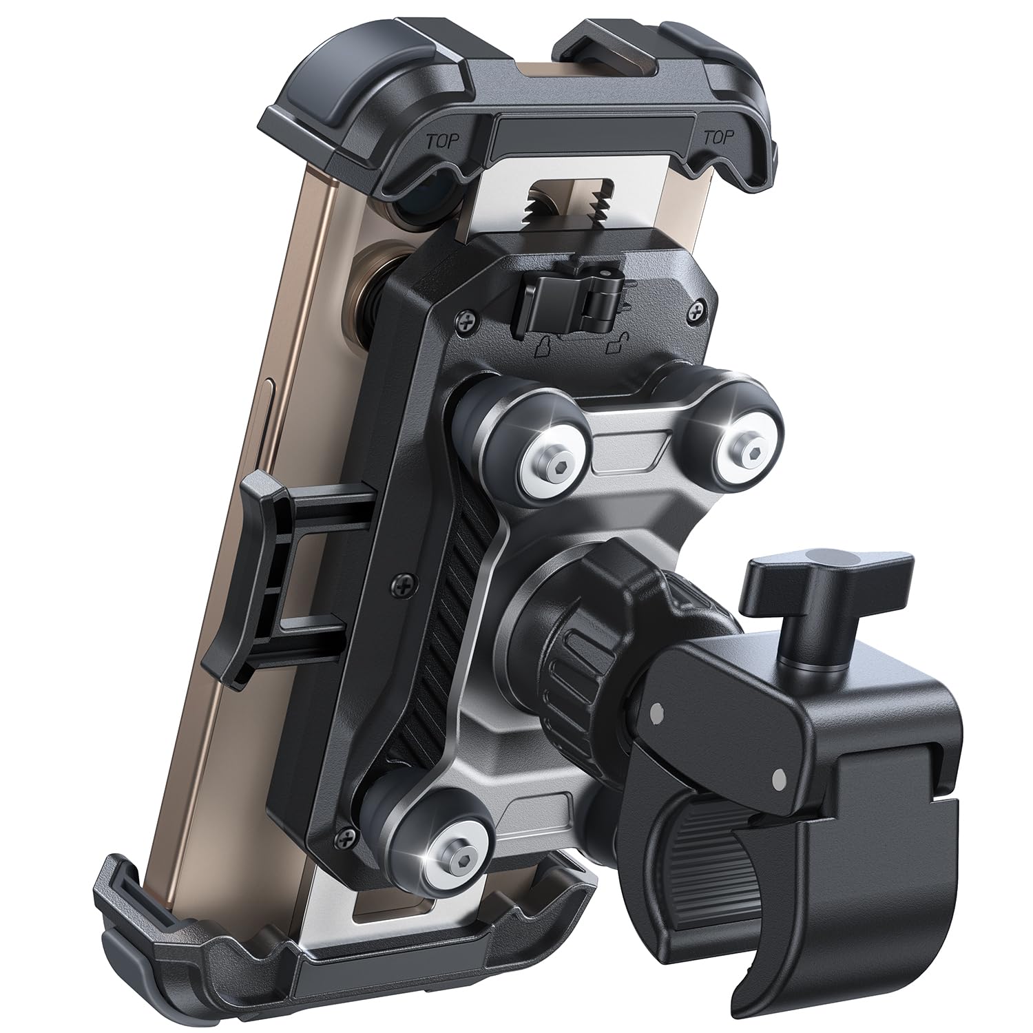 JOYROOM Motorcycle Phone Mount, [Dual Vibration Dampener] Phone Holder for Motorcycle Handlebar Bike Phone Mount for All 4.7-7 inch Phones, Motorcycle Accessories for iPhone Samsung