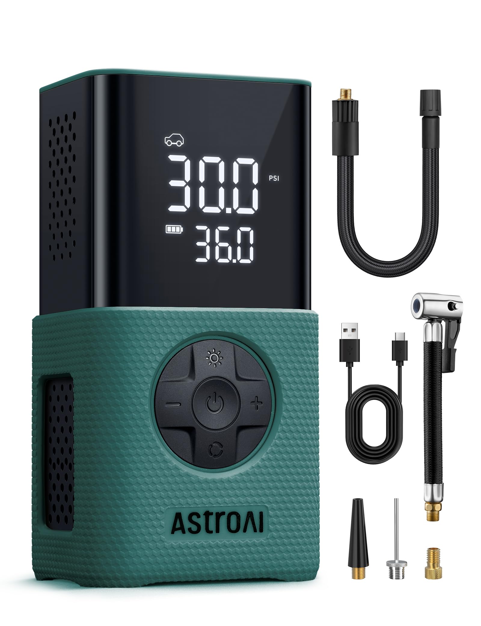 AstroAI L7 & L7S Tire Inflator Portable Air Compressor Cordless Bike Pump with Digital Dual Values Display, 150 PSI Car Tires Pump with LED Lights Air Pump for Cars, Motorcycles, Bikes, Balls