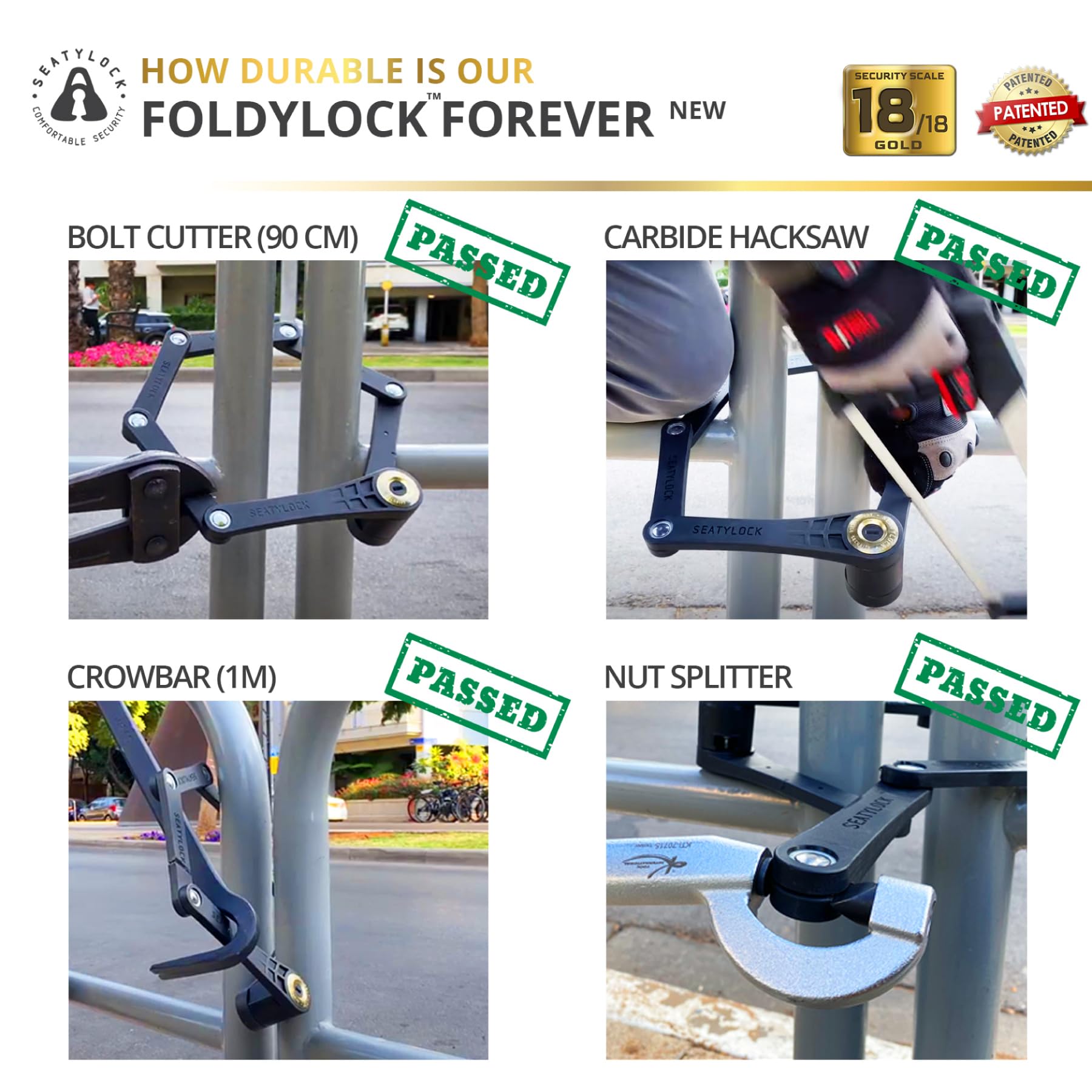 Seatylock Folding Bike Lock, High Security Sold Secure Gold Certified