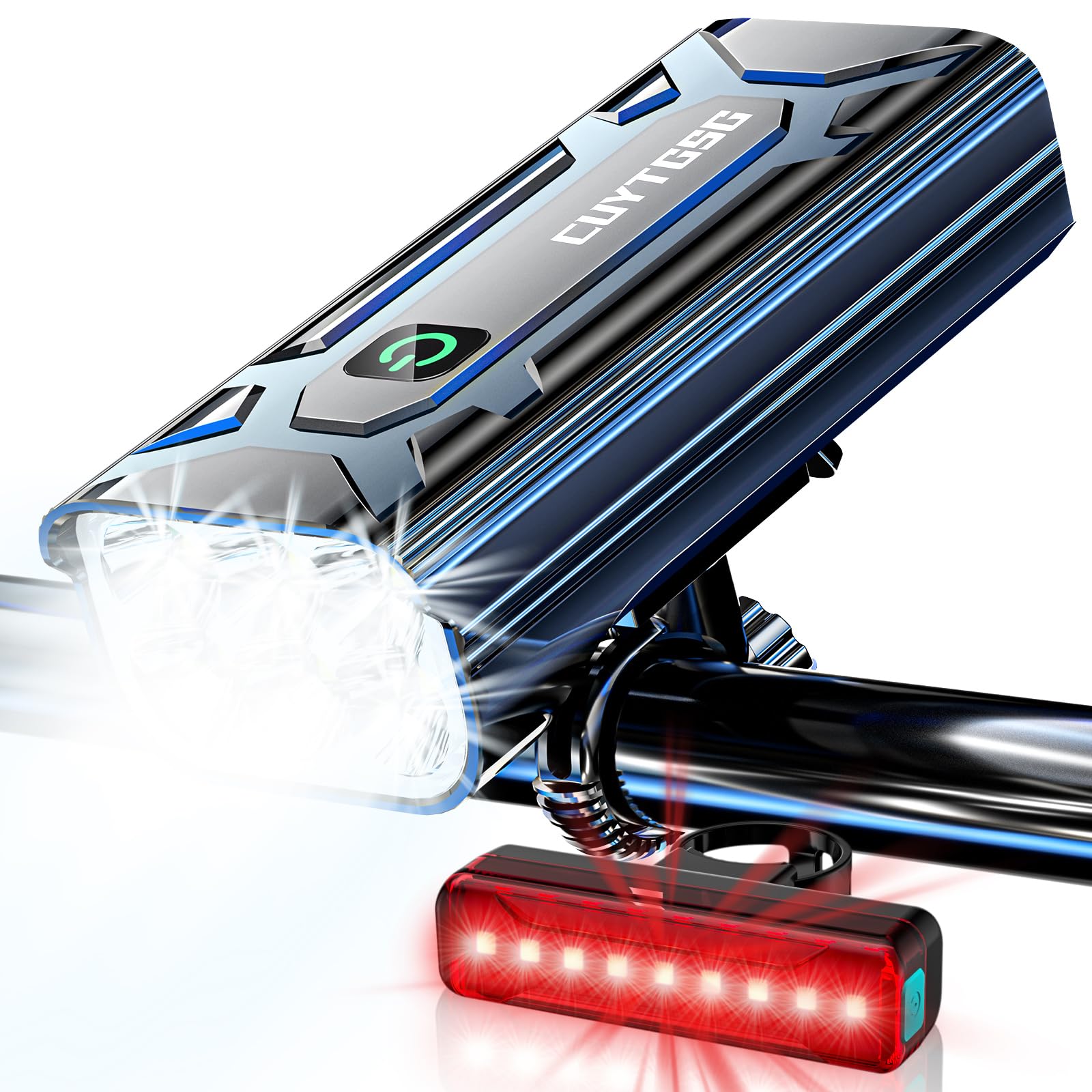 2026 Upgrade 6800Lumen Bike Light for Night Riding,Headlight Taillight Set