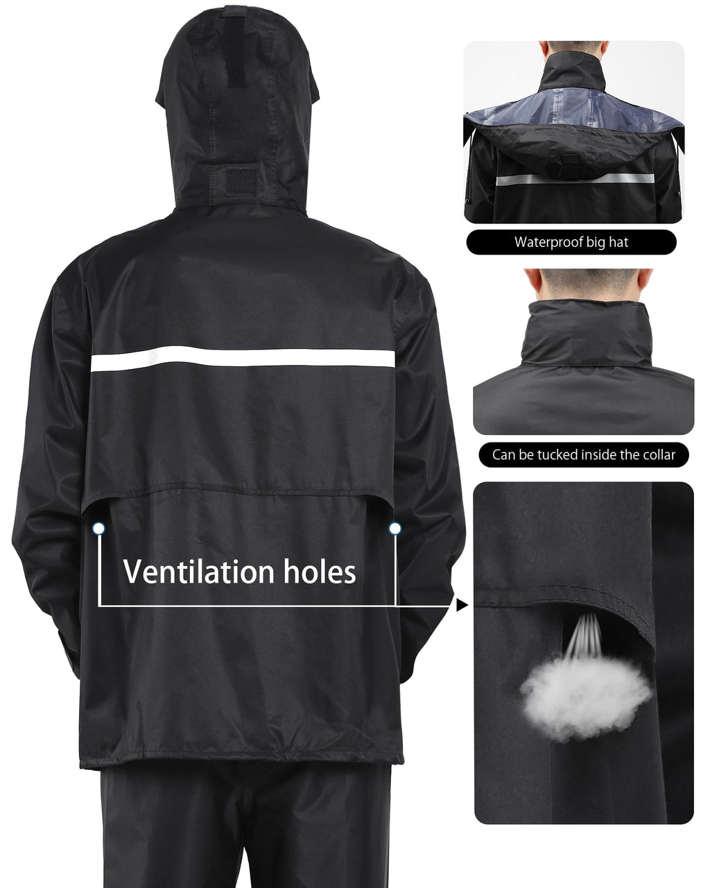 iCreek Rain Suit Waterproof Hi Vis Raincoat Reflective Rain Gear Unisex