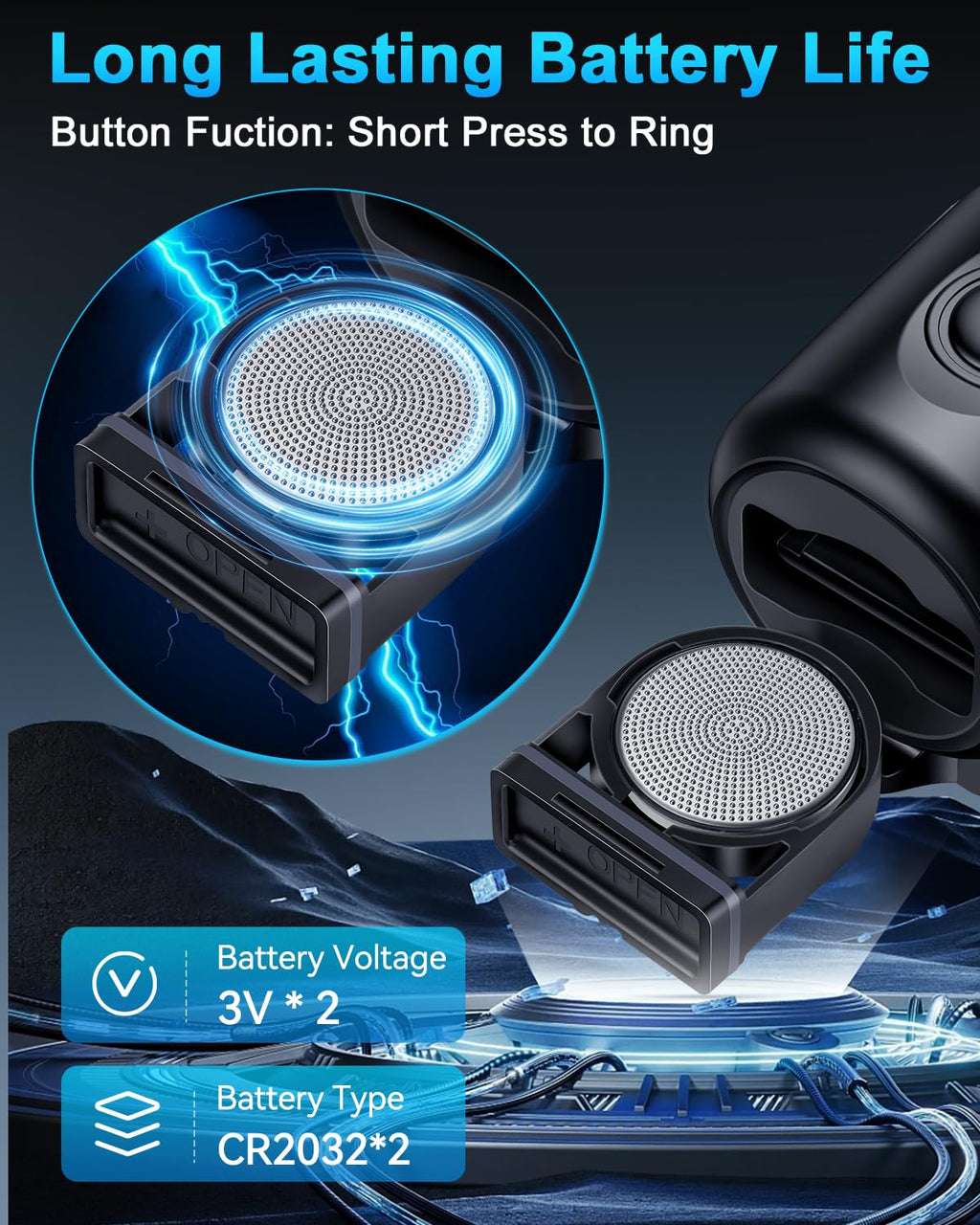 Electric Bike Horn 130db Loud Bicycle Horn，Bike Bell for 22.2-32mm Handlebars Bike Horn for Adults with 3V Battery,Easy Installation Bicycle Bells for Adults Kids Mountain Bike/Scooter/Ebike