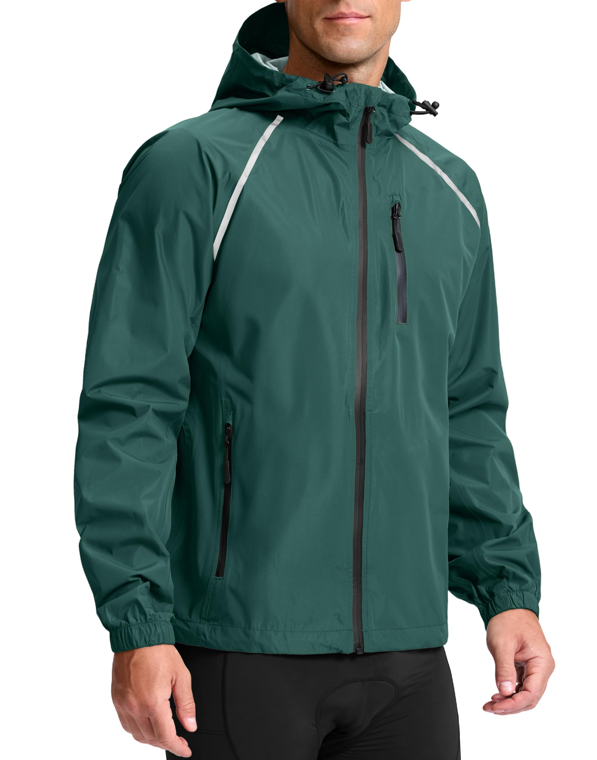 Bikewa Men's Cycling Rain Jackets Waterproof Running Bike Windbreaker Lightweight Packable Hooded Jacket