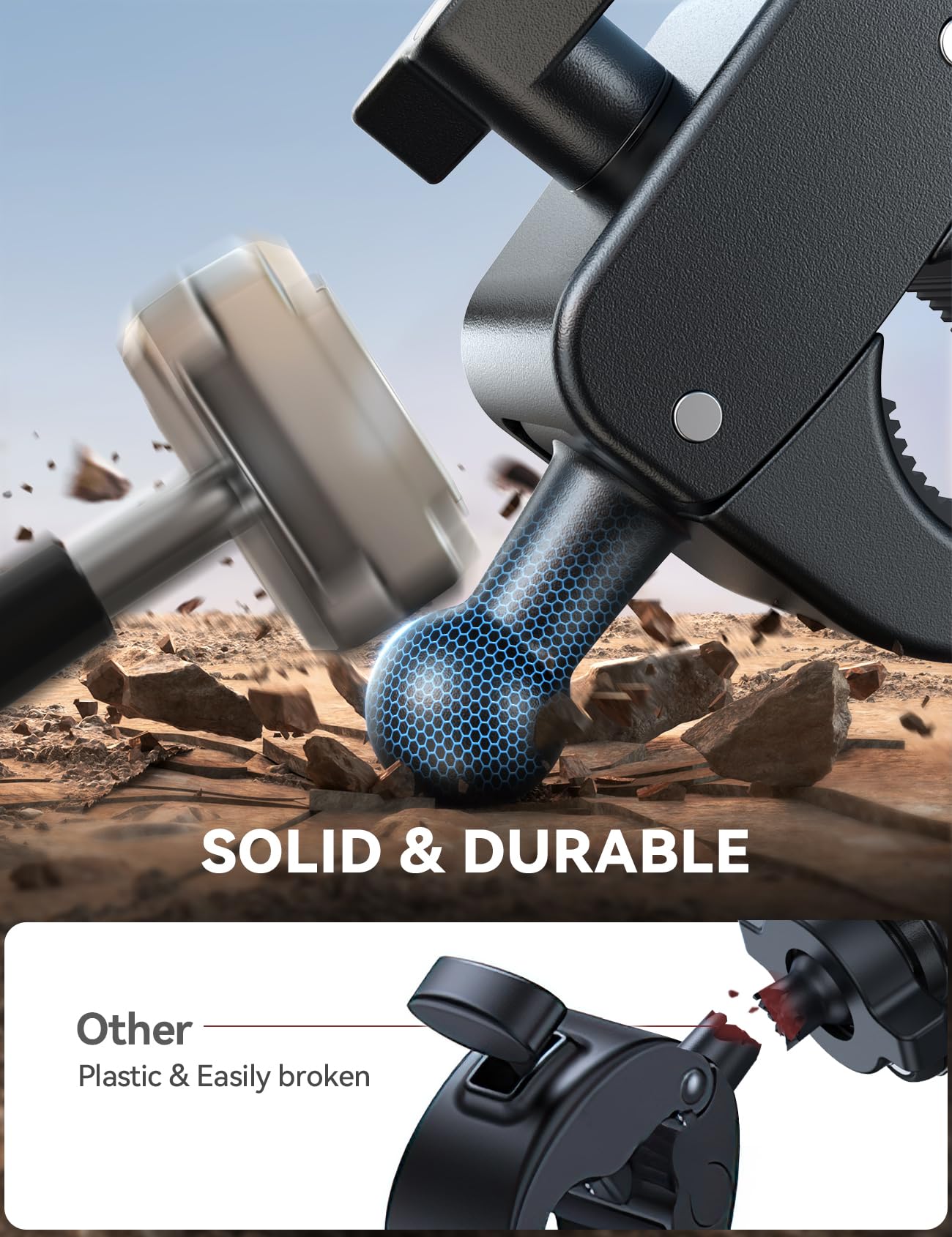JOYROOM Motorcycle Phone Mount, [Dual Vibration Dampener] Phone Holder for Motorcycle Handlebar Bike Phone Mount for All 4.7-7 inch Phones, Motorcycle Accessories for iPhone Samsung