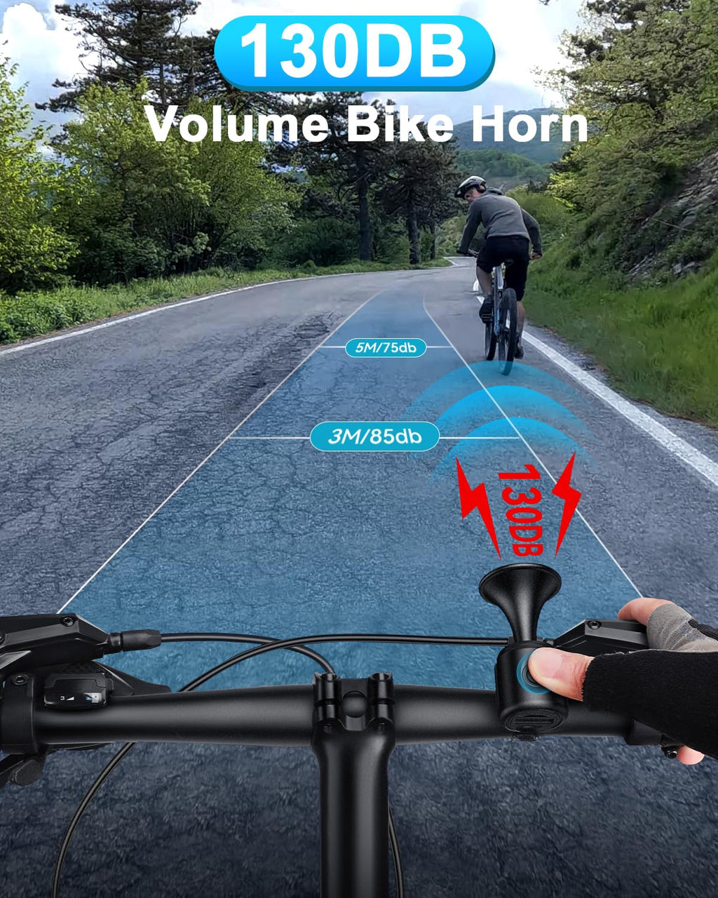 Electric Bike Horn 130db Loud Bicycle Horn，Bike Bell for 22.2-32mm Handlebars Bike Horn for Adults with 3V Battery,Easy Installation Bicycle Bells for Adults Kids Mountain Bike/Scooter/Ebike