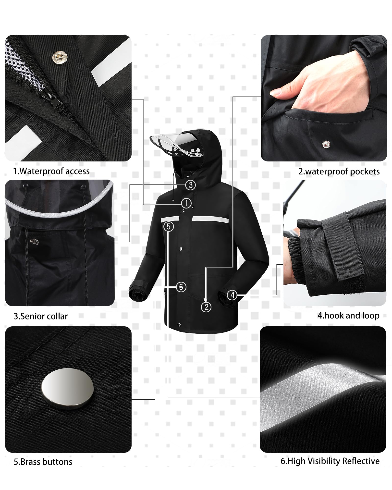 iCreek Rain Suit Waterproof Hi Vis Raincoat Reflective Rain Gear Unisex