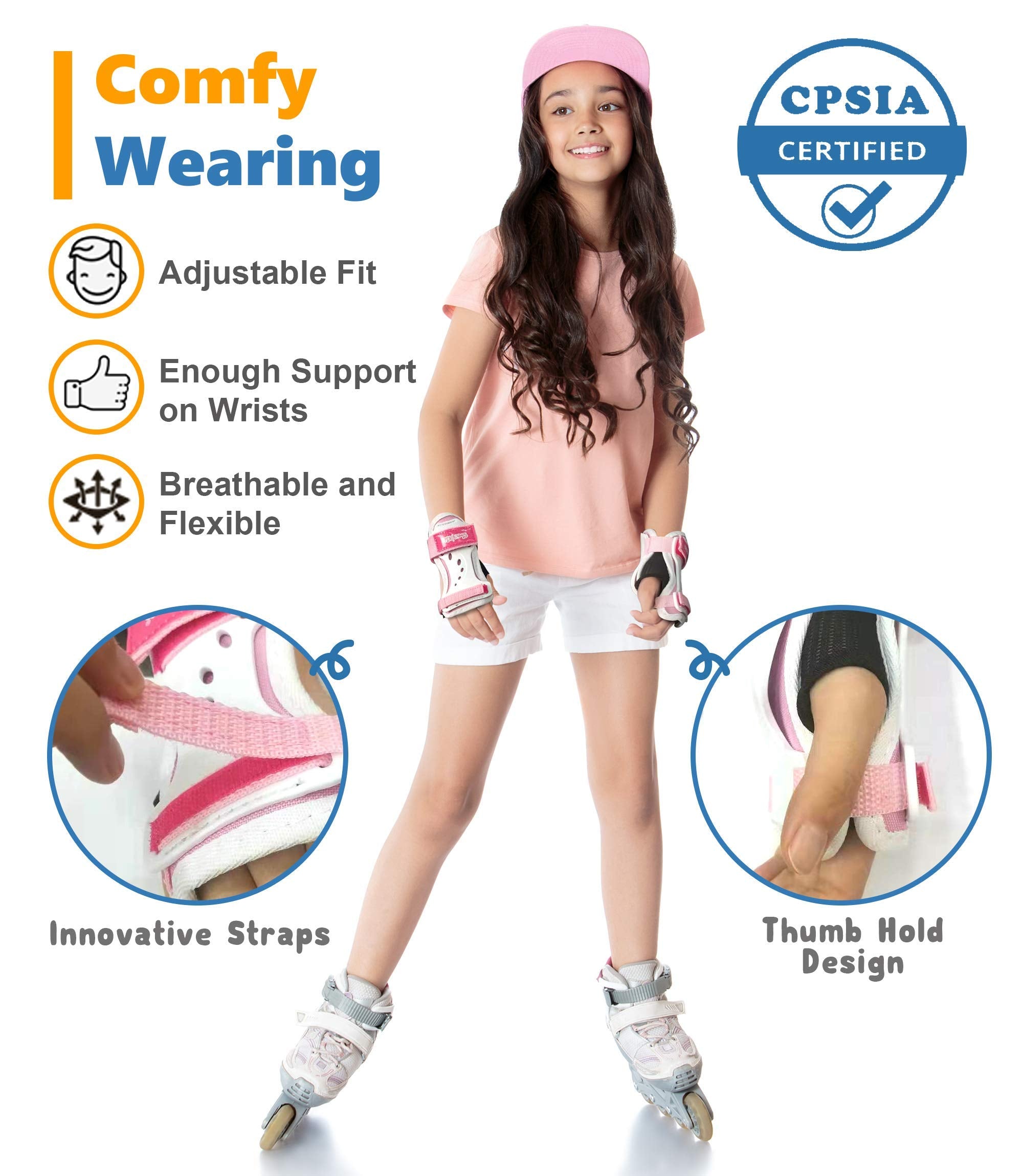 Simply Kids BUNDLE: Knee Pads, Elbow Pads, Bike Gloves and Wrist Guards for Child Boy Girl Toddler I One Set for All Sports Roller-Skating Balance Bike Skateboard