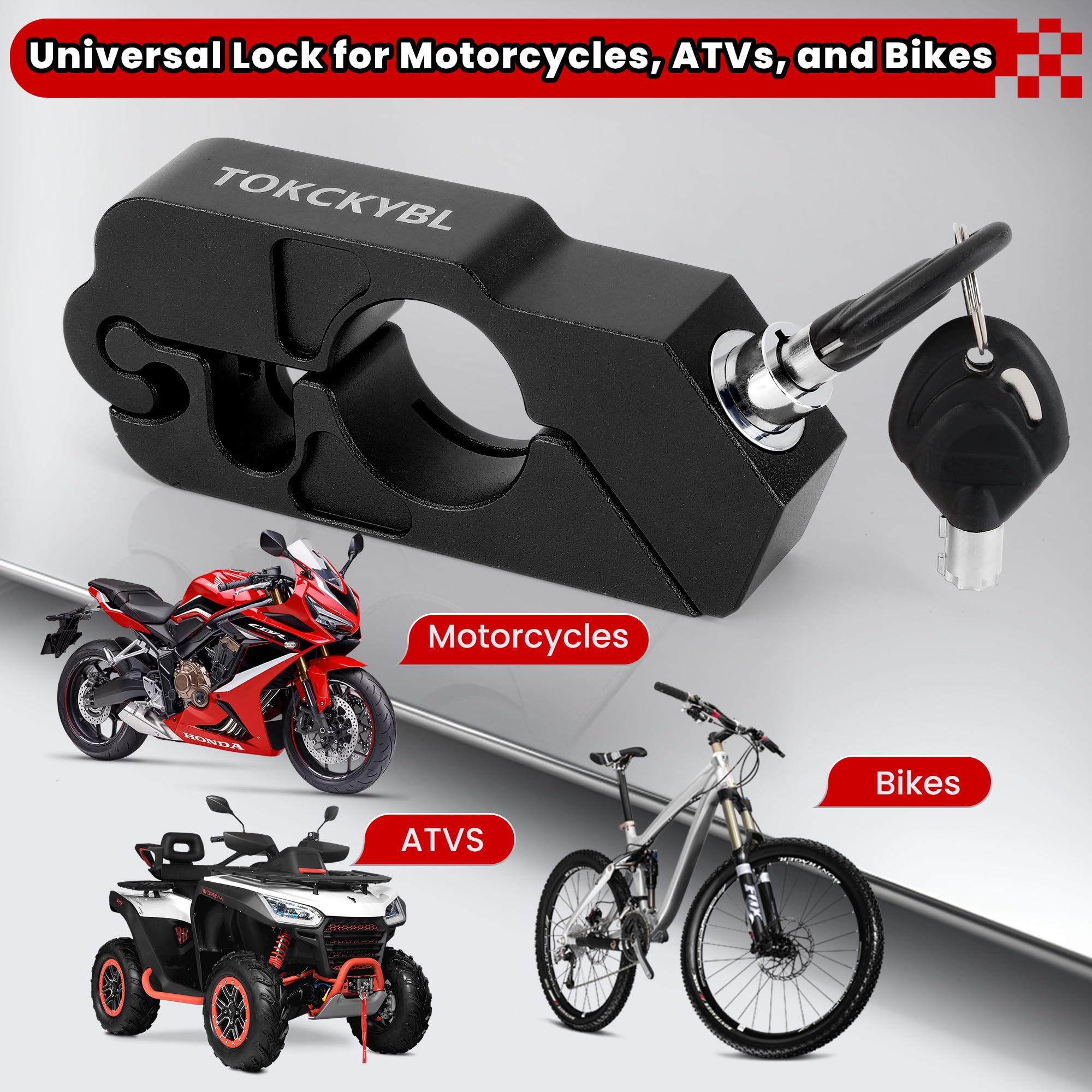 TOKCKYBL Motorcycle Lock, Heavy Duty Anti Theft Helmet, Brake and Handlebar Lock, Universal for Motorcycles, ATVs, Dirt Bikes, Mopeds，Scooters