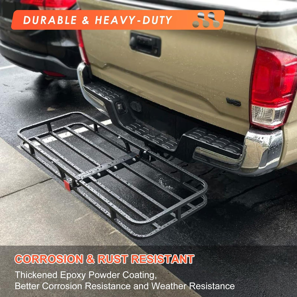 Hitch Roof Mount Cargo Carrier Basket + Waterproof Bag Cubic Feet,and Cargo Net with Attachment Hooks,Ratchet Straps.200 500 Lbs Capacity