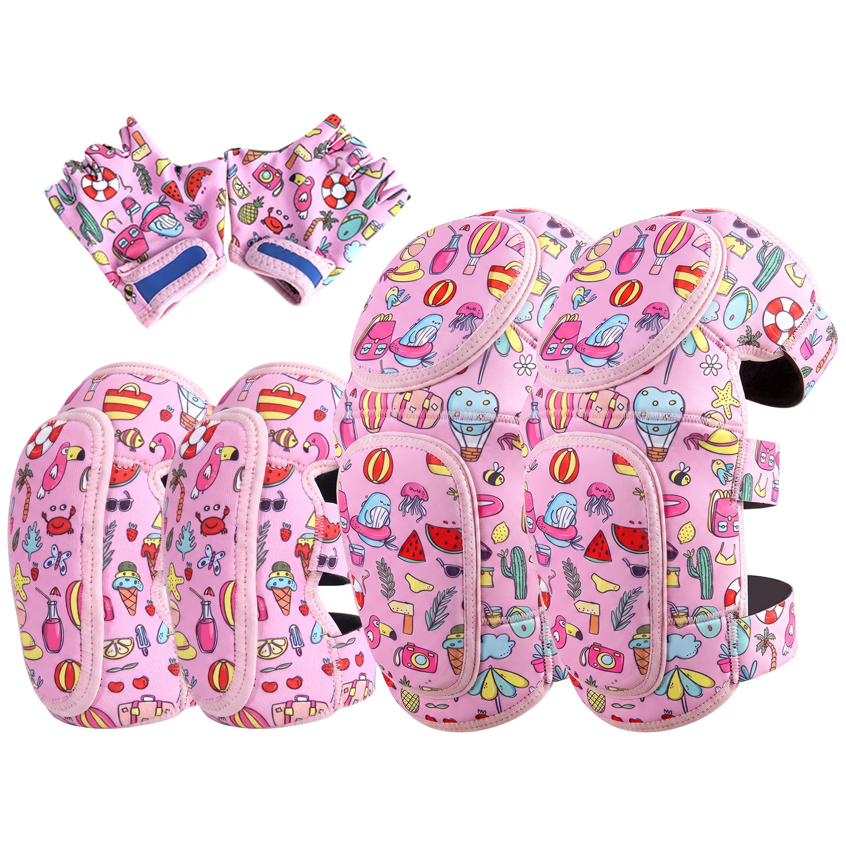 Soft-Style Kids Protective Gear Knee & Elbow Pads with Bike Gloves