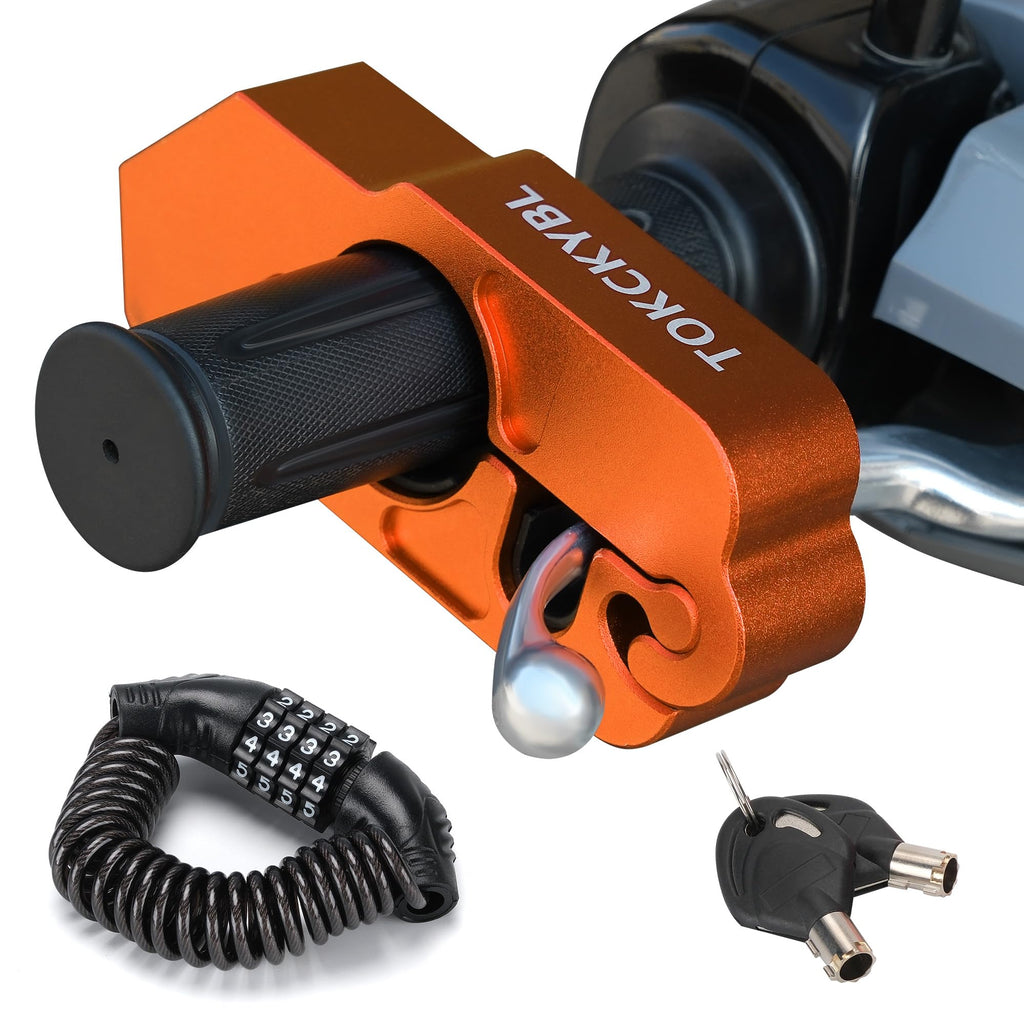 TOKCKYBL Motorcycle Lock, Heavy Duty Anti Theft Helmet, Brake and Handlebar Lock, Universal for Motorcycles, ATVs, Dirt Bikes, Mopeds，Scooters
