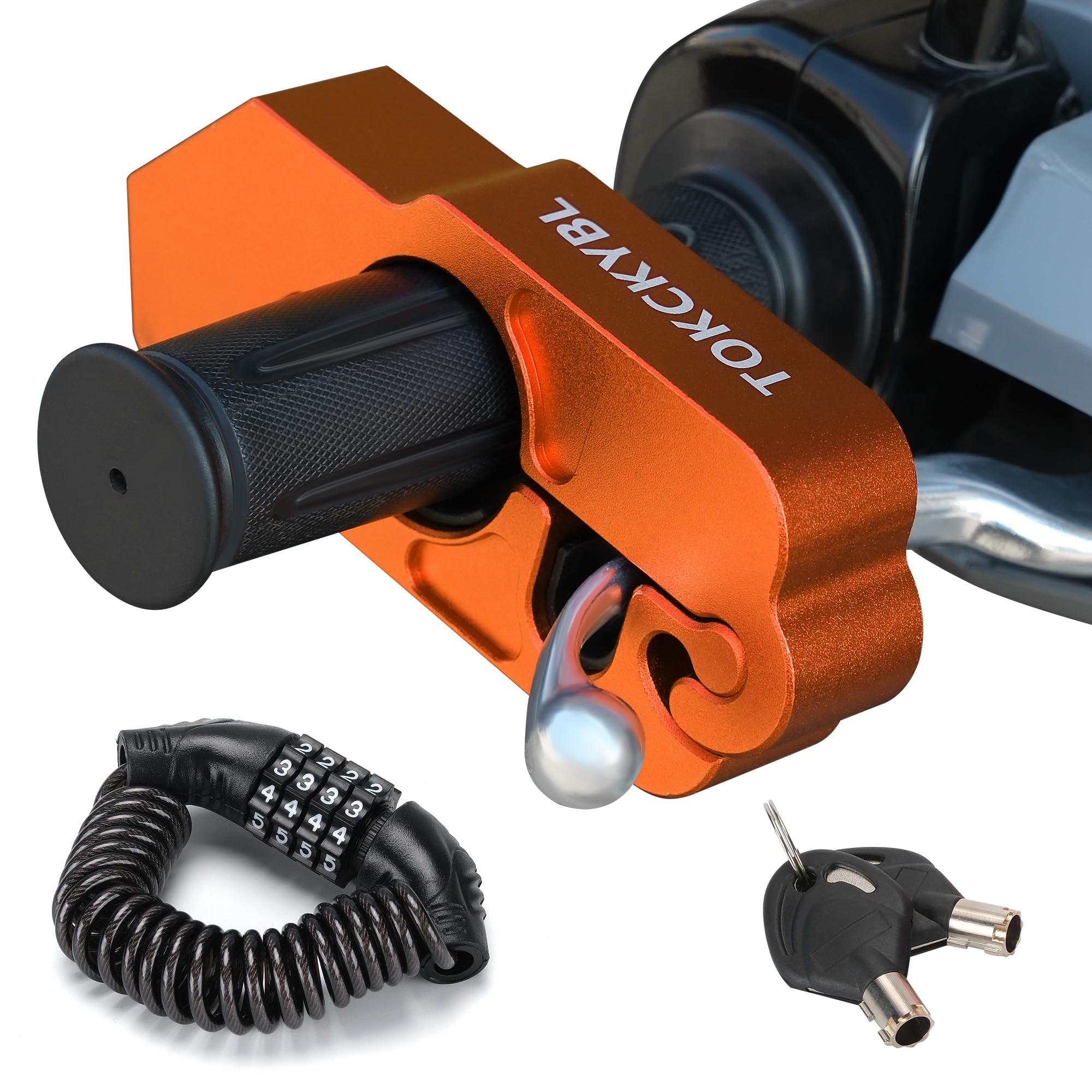 TOKCKYBL Motorcycle Lock, Heavy Duty Anti Theft Helmet, Brake and Handlebar Lock, Universal for Motorcycles, ATVs, Dirt Bikes, Mopeds，Scooters