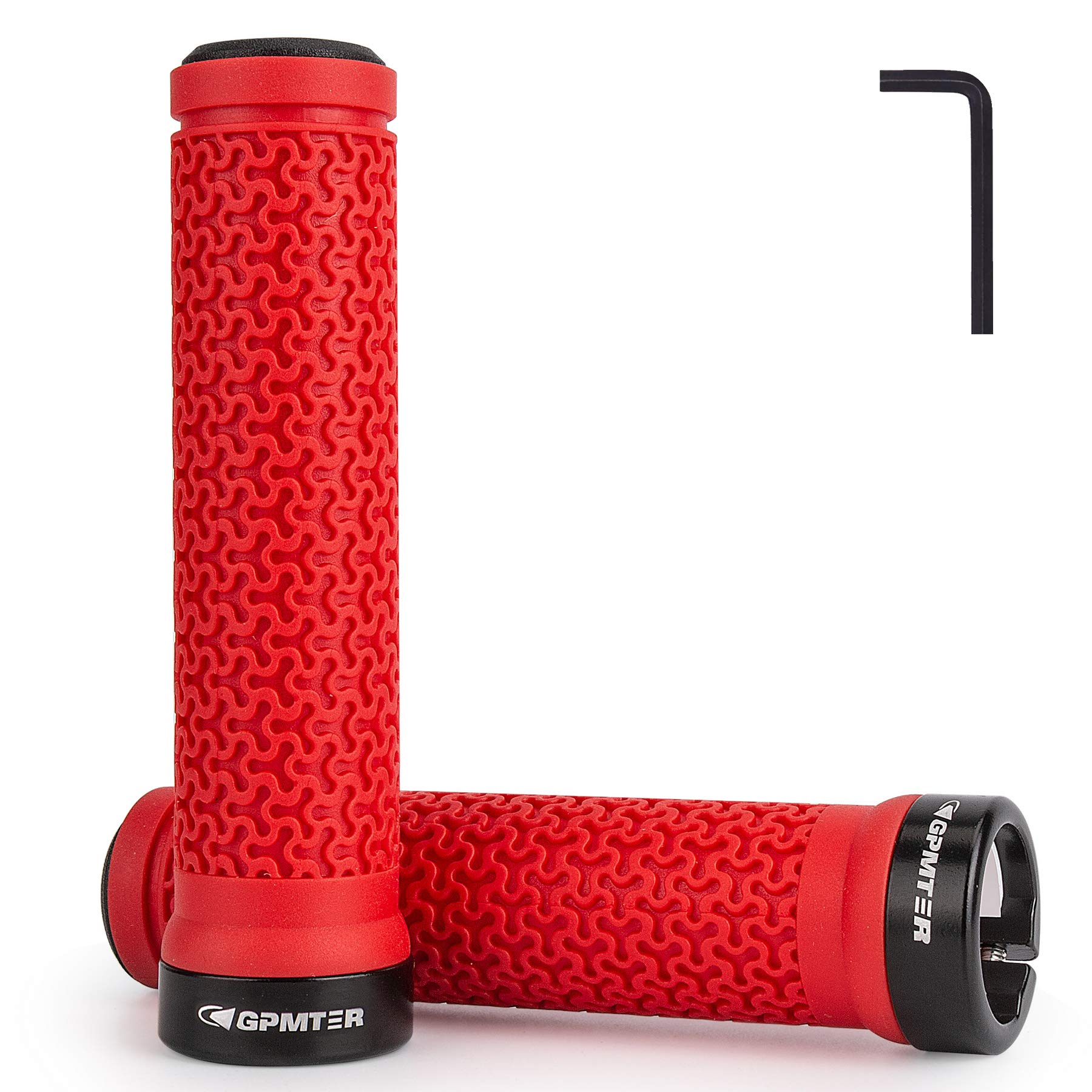 GPMTER Bike Handlebar Grips, Single Lock on Bicycle Handle Bar, for BMX, Mountain, MTB, Beach Cruiser, Scooter, Folding Bike, Soft Non-Slip-Rubber Hand Grip Comfortable Ergonomic