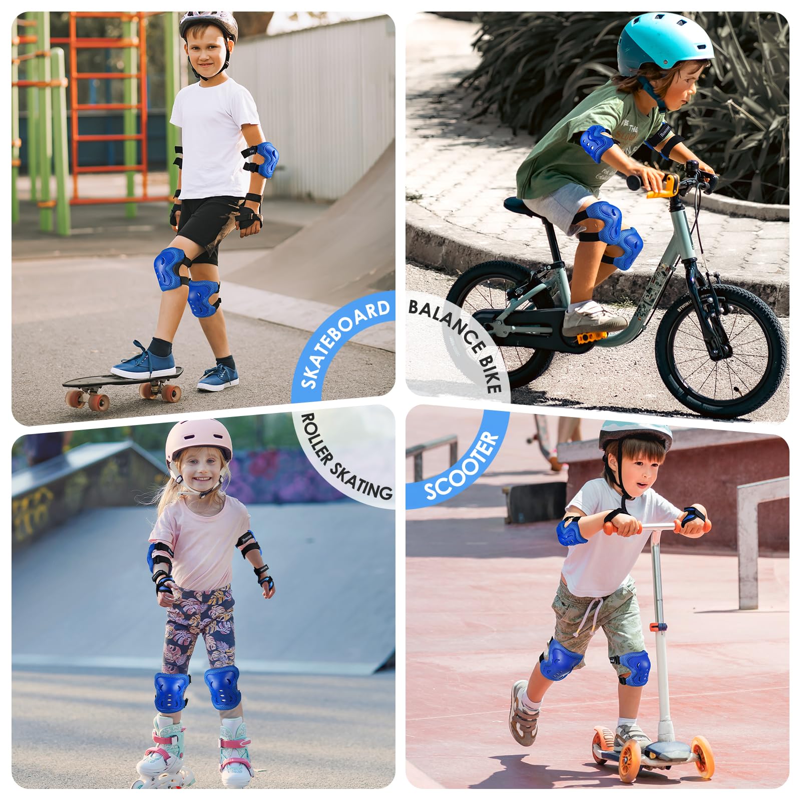 BOSONER Kids/Youth Knee Pad Elbow Pads Guards Protective Gear Set for Roller Skates Cycling BMX Bike Skateboard Inline Skatings Scooter Riding Sports