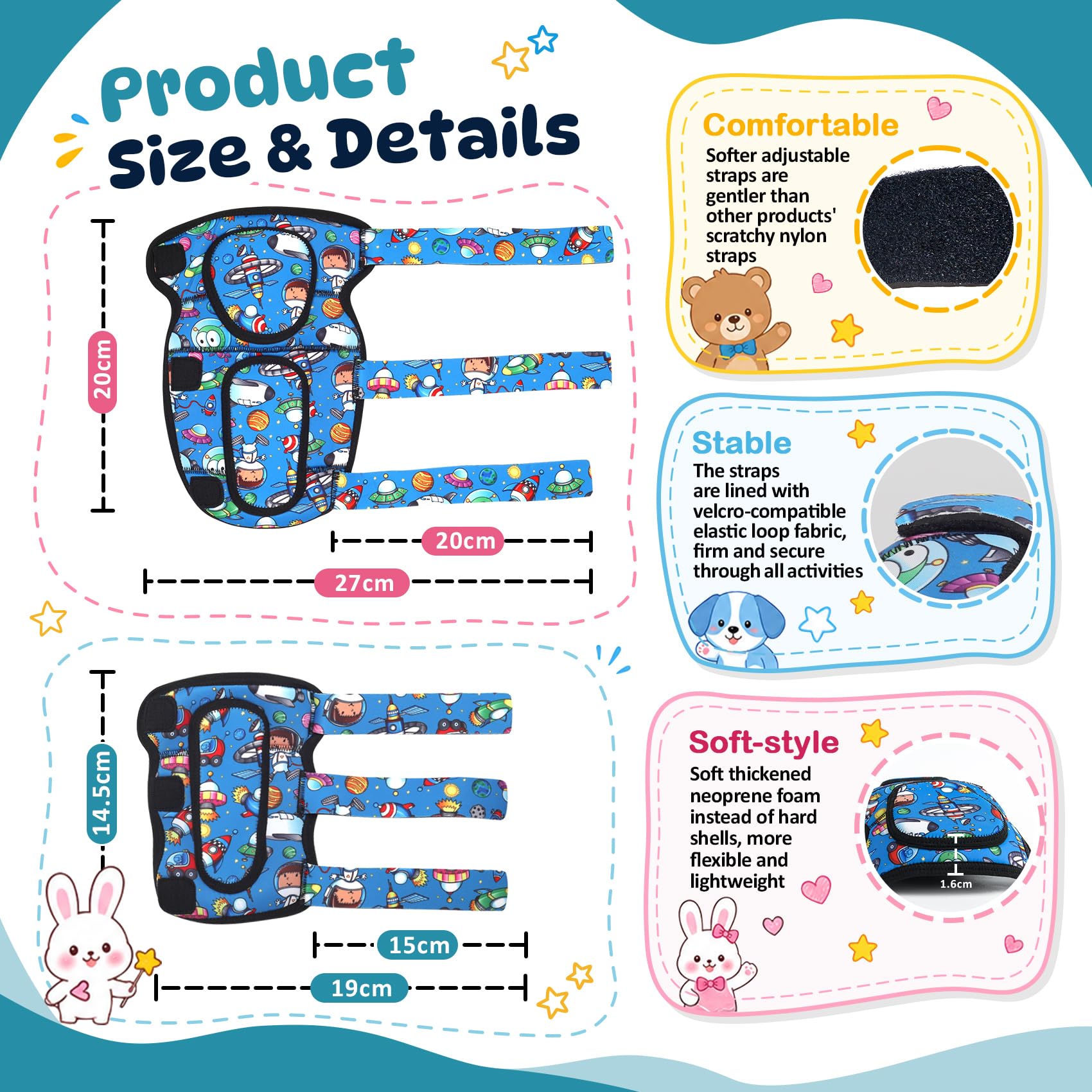 Soft-Style Kids Protective Gear Knee & Elbow Pads with Bike Gloves