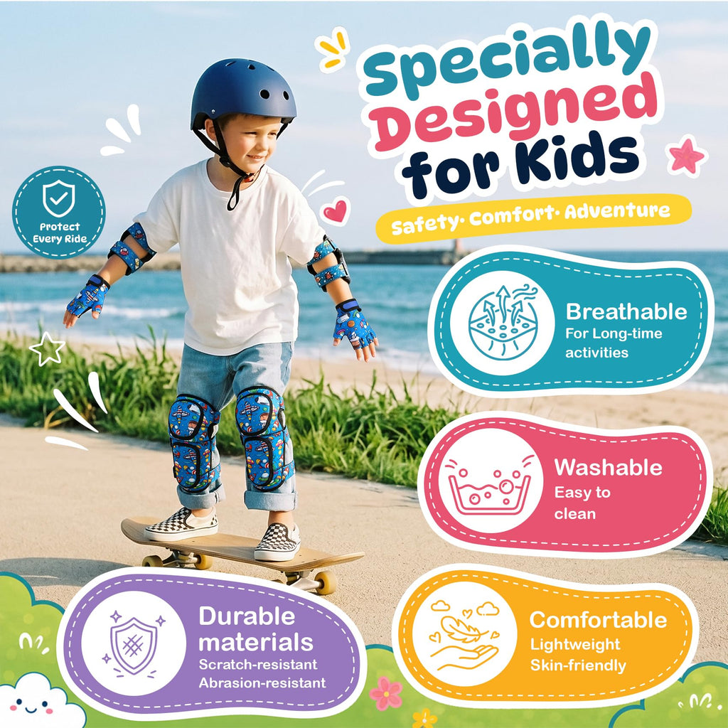 Soft-Style Kids Knee & Elbow Pads with Cycling Gloves