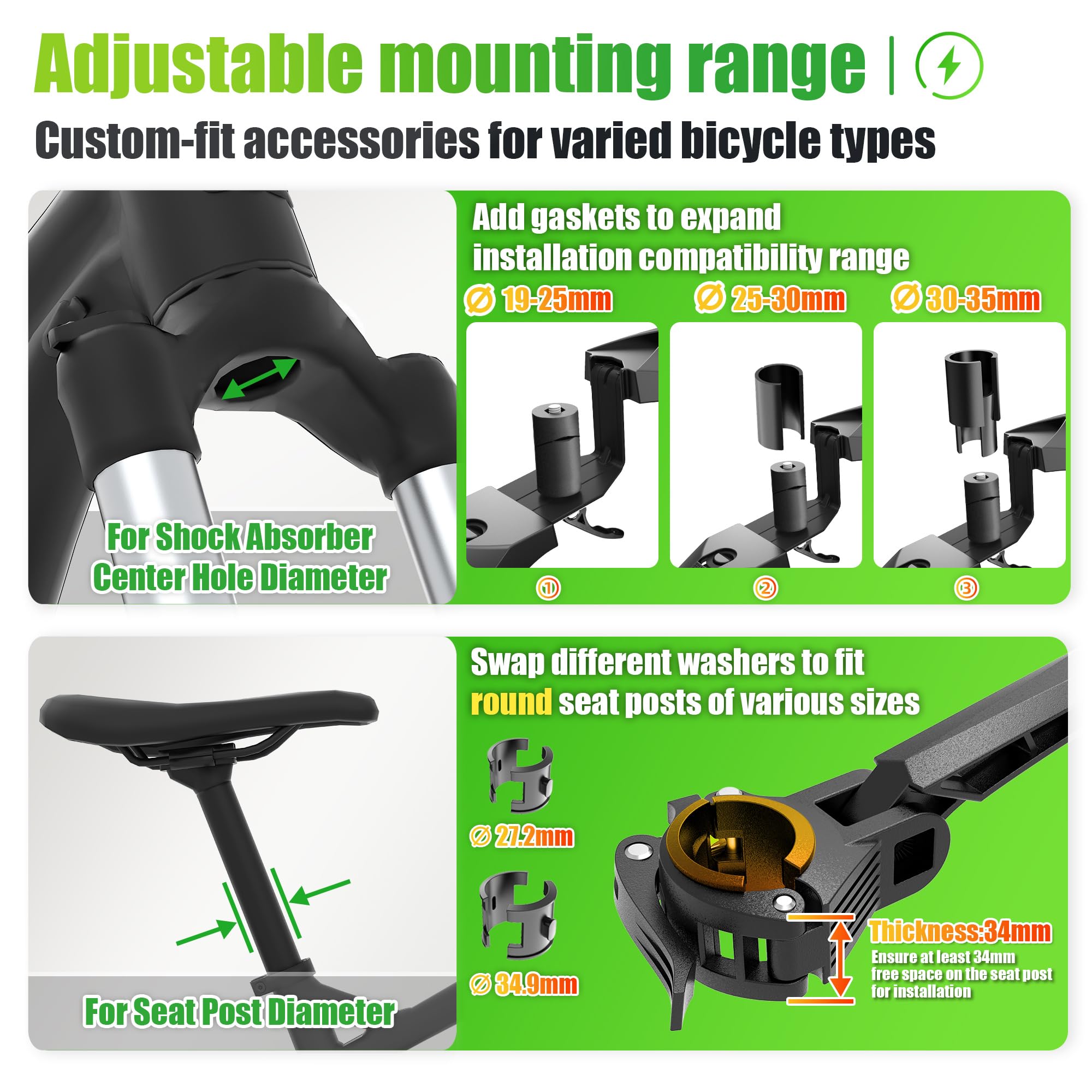 RBRL Bike Fender Adjustable Bicycle Mudguard, Quick Release Universal 24-29 inch Bicycle Fenders, Bike fenders for Ebike/Mountain Bike, Against Splashing Water and Dirt