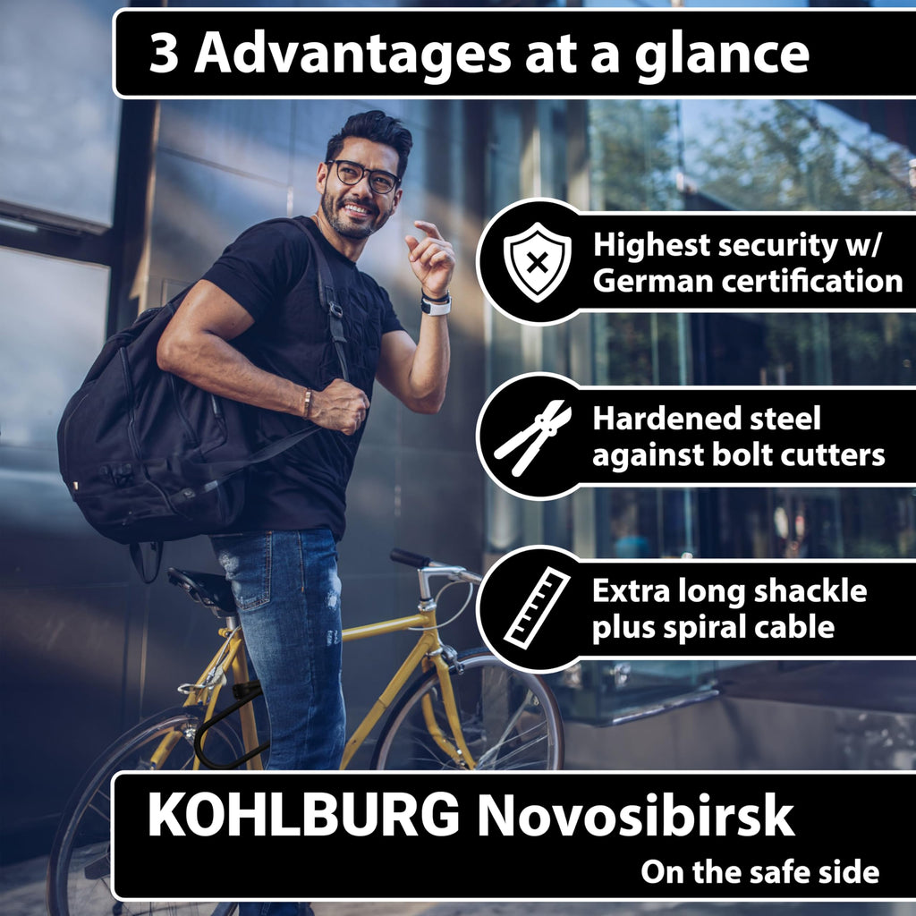 KOHLBURG Highest Security U Lock [Sold Secure Diamond] Bike Lock, 4 Keys