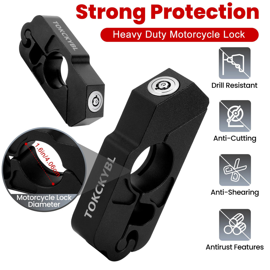 TOKCKYBL Motorcycle Lock, Heavy Duty Anti Theft Helmet, Brake and Handlebar Lock, Universal for Motorcycles, ATVs, Dirt Bikes, Mopeds，Scooters
