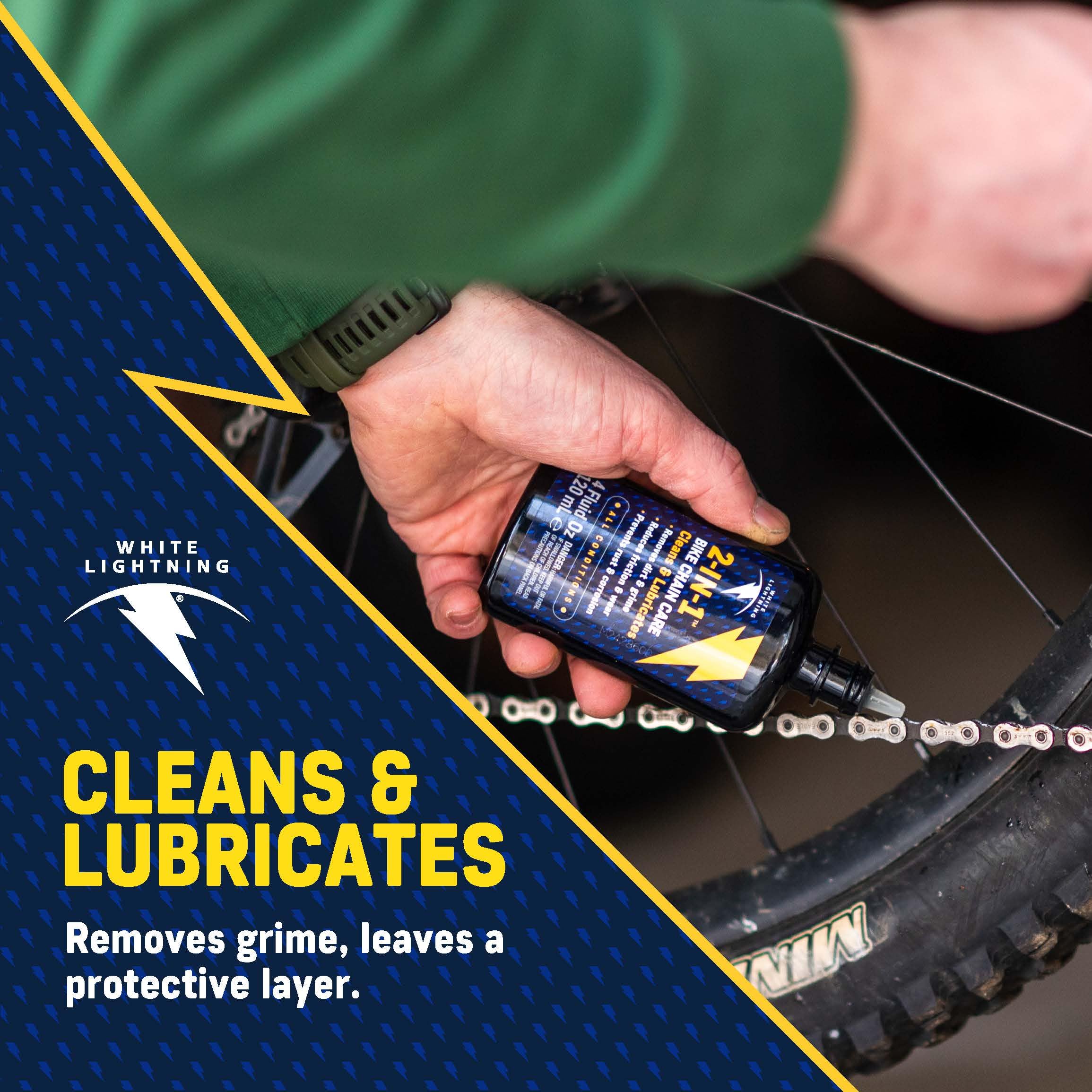 White Lightning 2-in-1 Bike Care 4 oz Lubricant and Degreaser (W20040102)