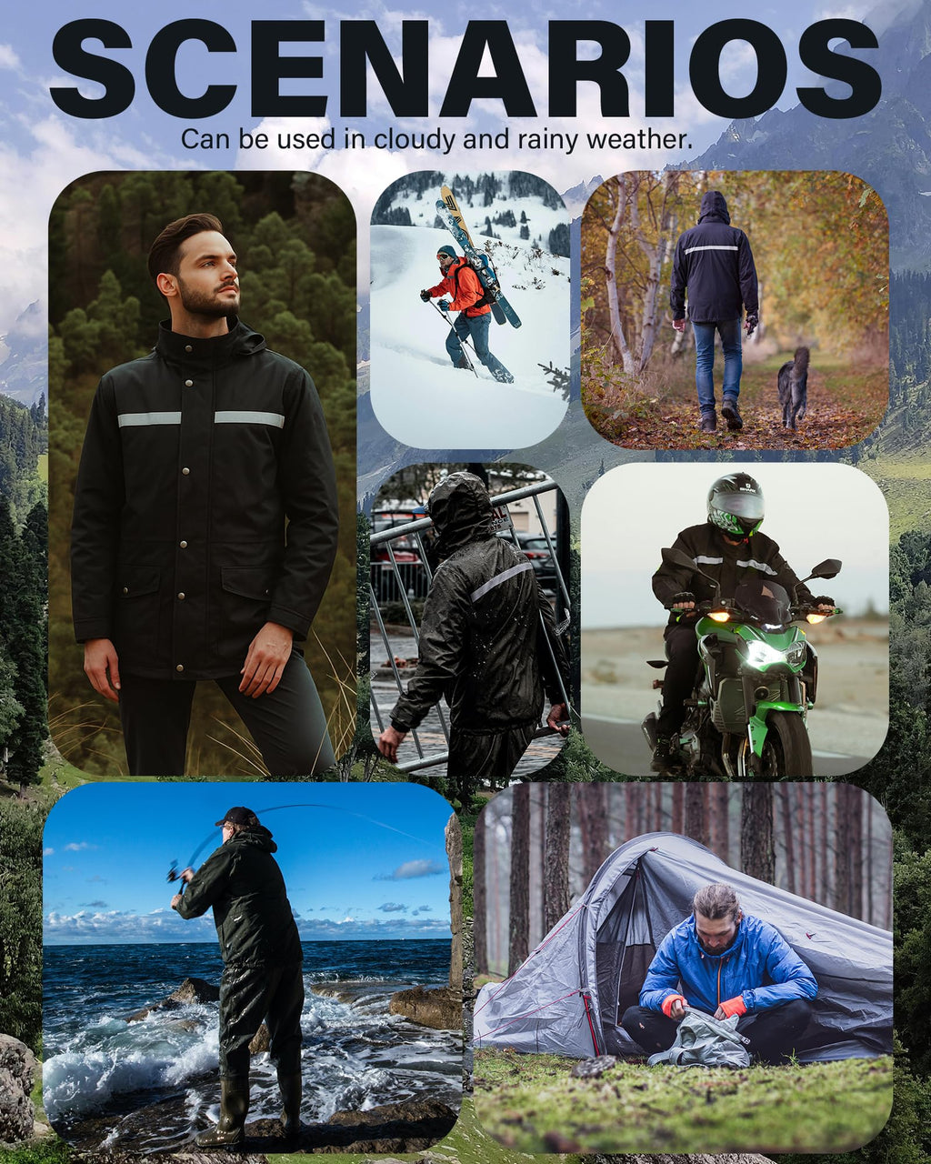 iCreek Rain Suit Waterproof Hi Vis Raincoat Reflective Rain Gear Unisex