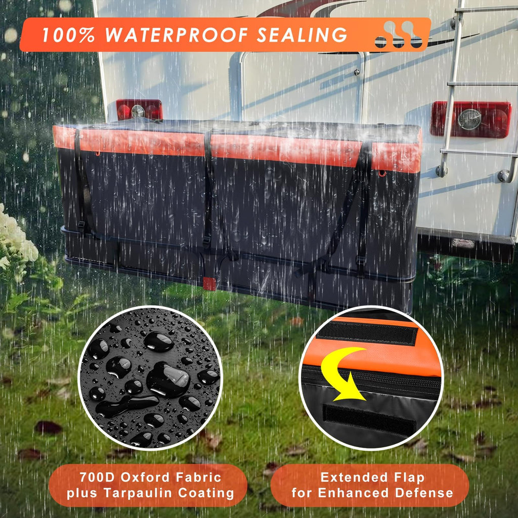 Hitch Roof Mount Cargo Carrier Basket + Waterproof Bag Cubic Feet,and Cargo Net with Attachment Hooks,Ratchet Straps.200 500 Lbs Capacity