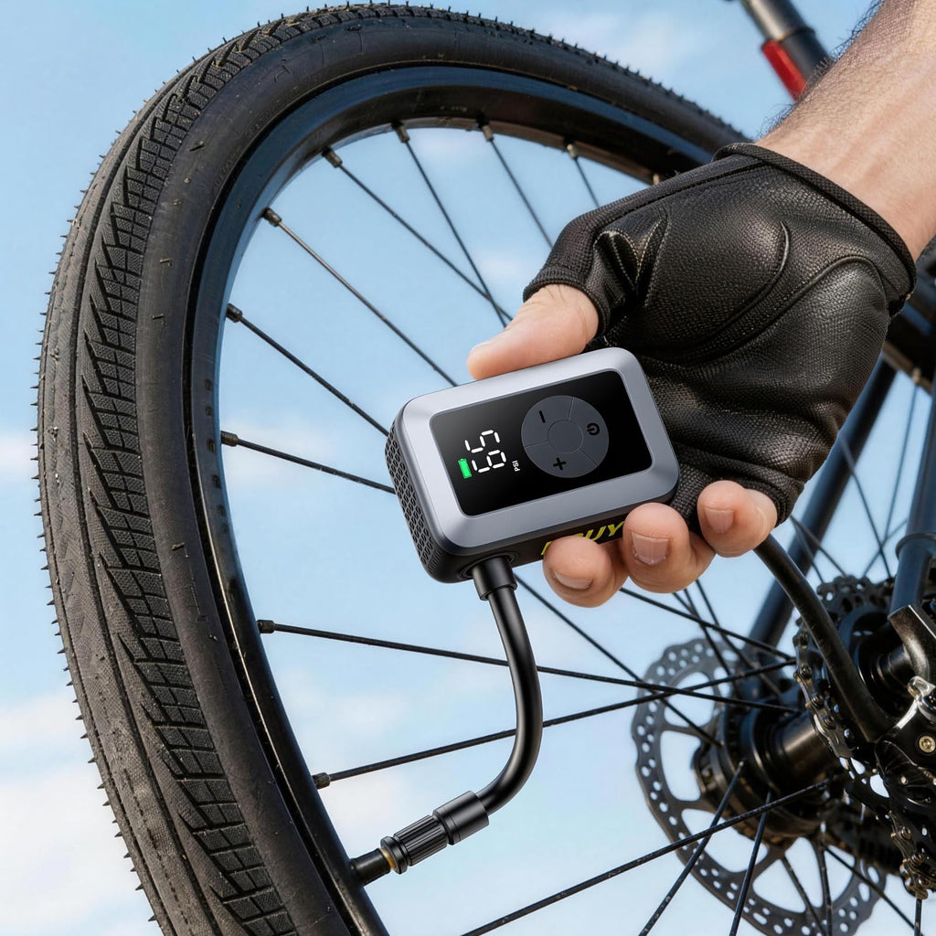 Mini Bike Tire Pump, 120PSI Electric Bicycle Pump with Digital Gauge