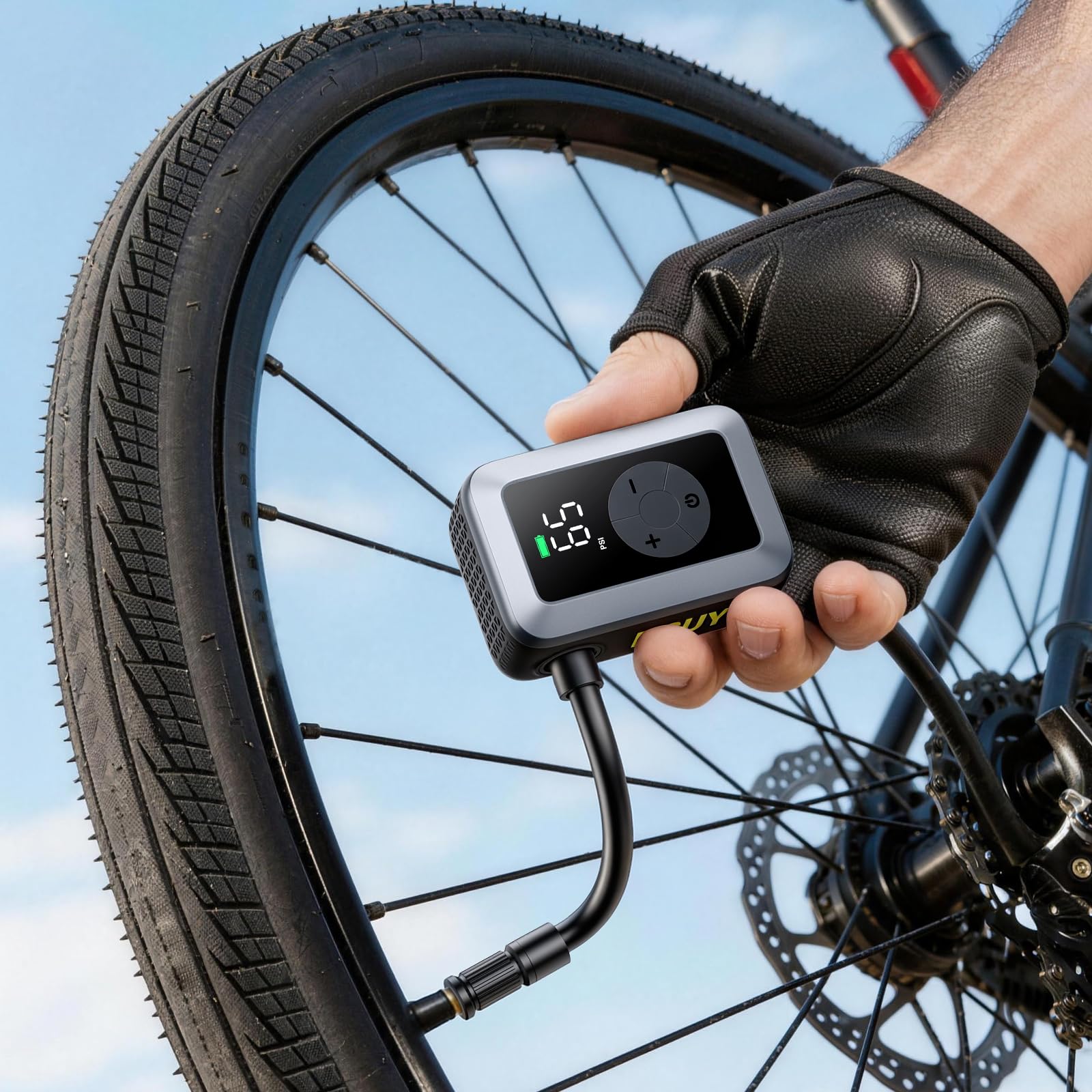 Mini Bike Tire Pump, 120PSI Electric Bicycle Pump with Digital Gauge