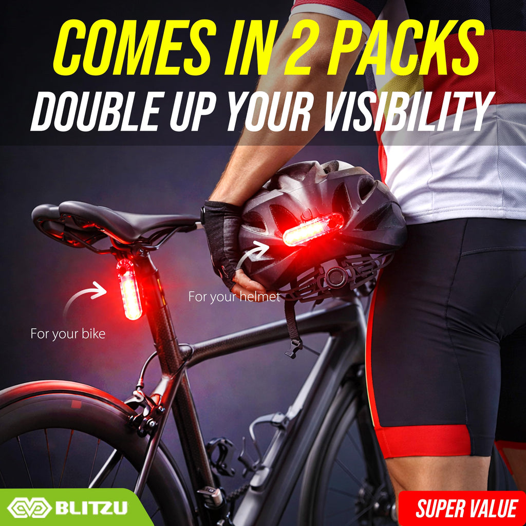 BLITZU USB-C Rechargeable LED Bike Tail Lights, 2-Pack