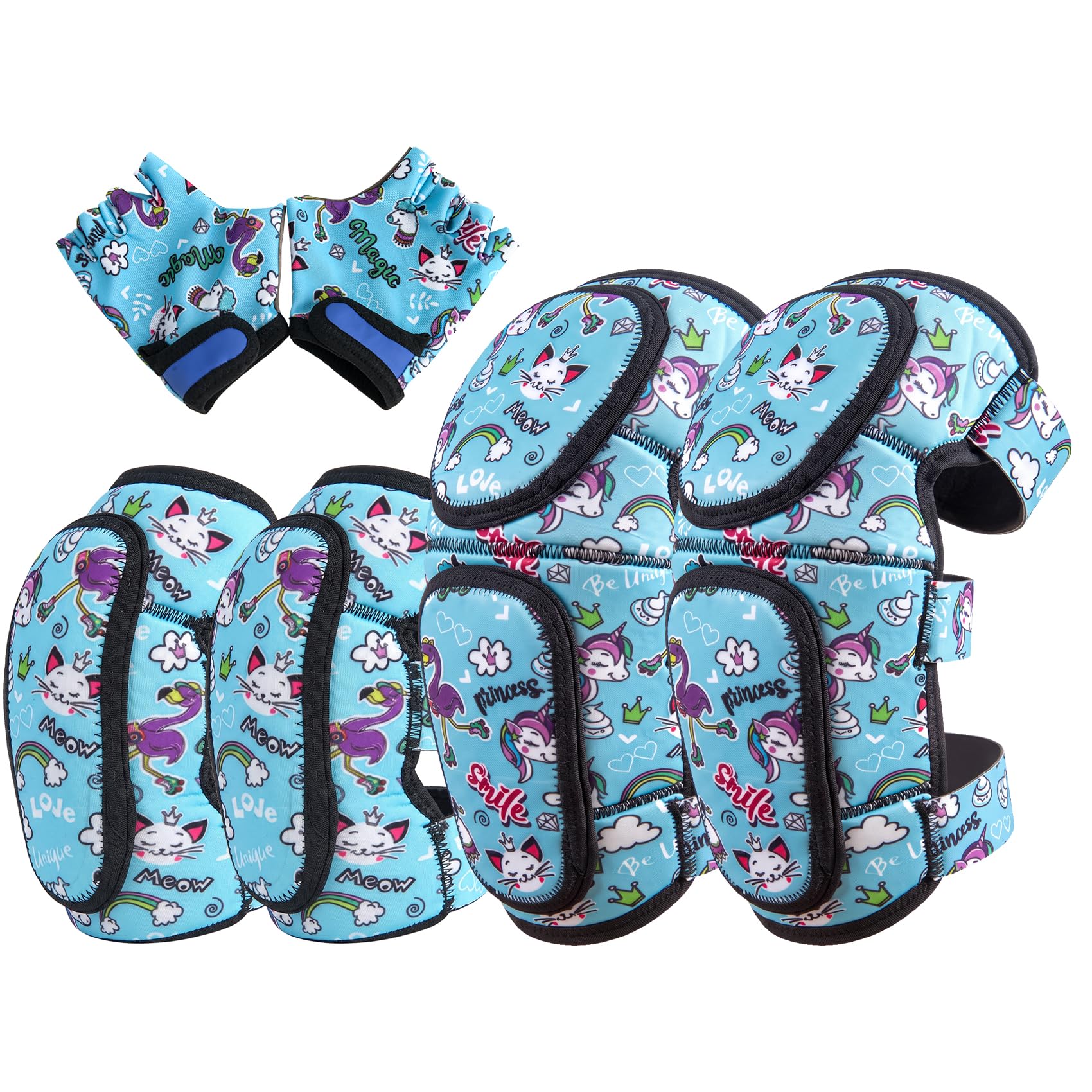 Soft-Style Kids Protective Gear Knee & Elbow Pads with Bike Gloves