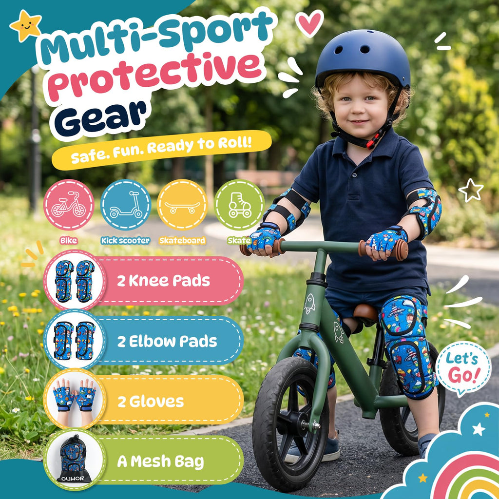 Soft-Style Kids Knee & Elbow Pads with Cycling Gloves